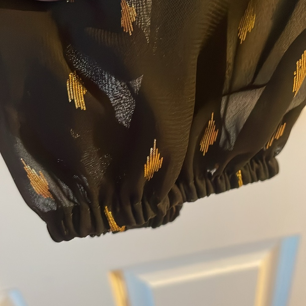 INC International Concepts NWT Black SheerBlouse with Gold Accents MSRP $70 - Picture 9 of 11